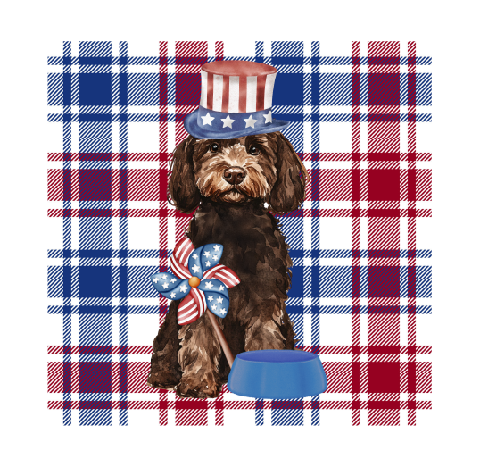 PIPPA BLU DESIGNS PATRIOTIC PLAID BROWN DOODLE