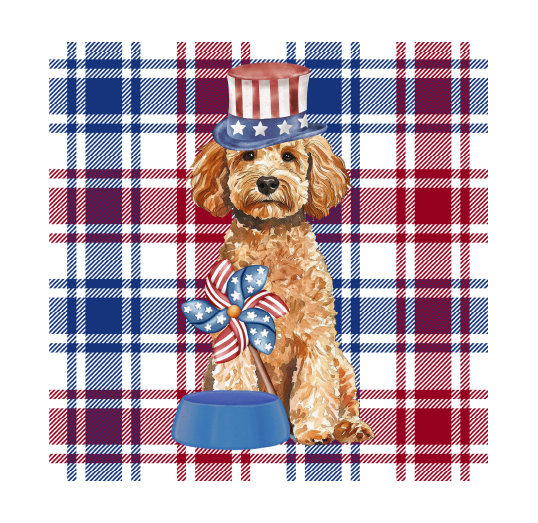 PIPPA BLU DESIGNS PATRIOTIC PLAID TAN DOODLE