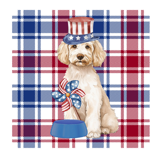 PIPPA BLU DESIGNS PATRIOTIC PLAID WHITE DOODLE