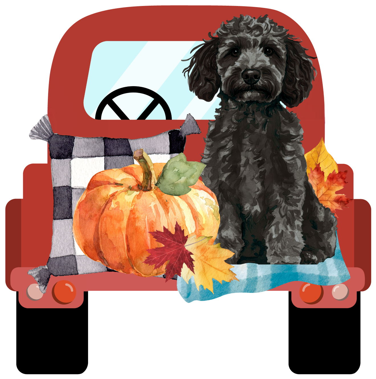 PIPPA BLU DESIGNS BLACK DOODLE IN FALL TRUCK