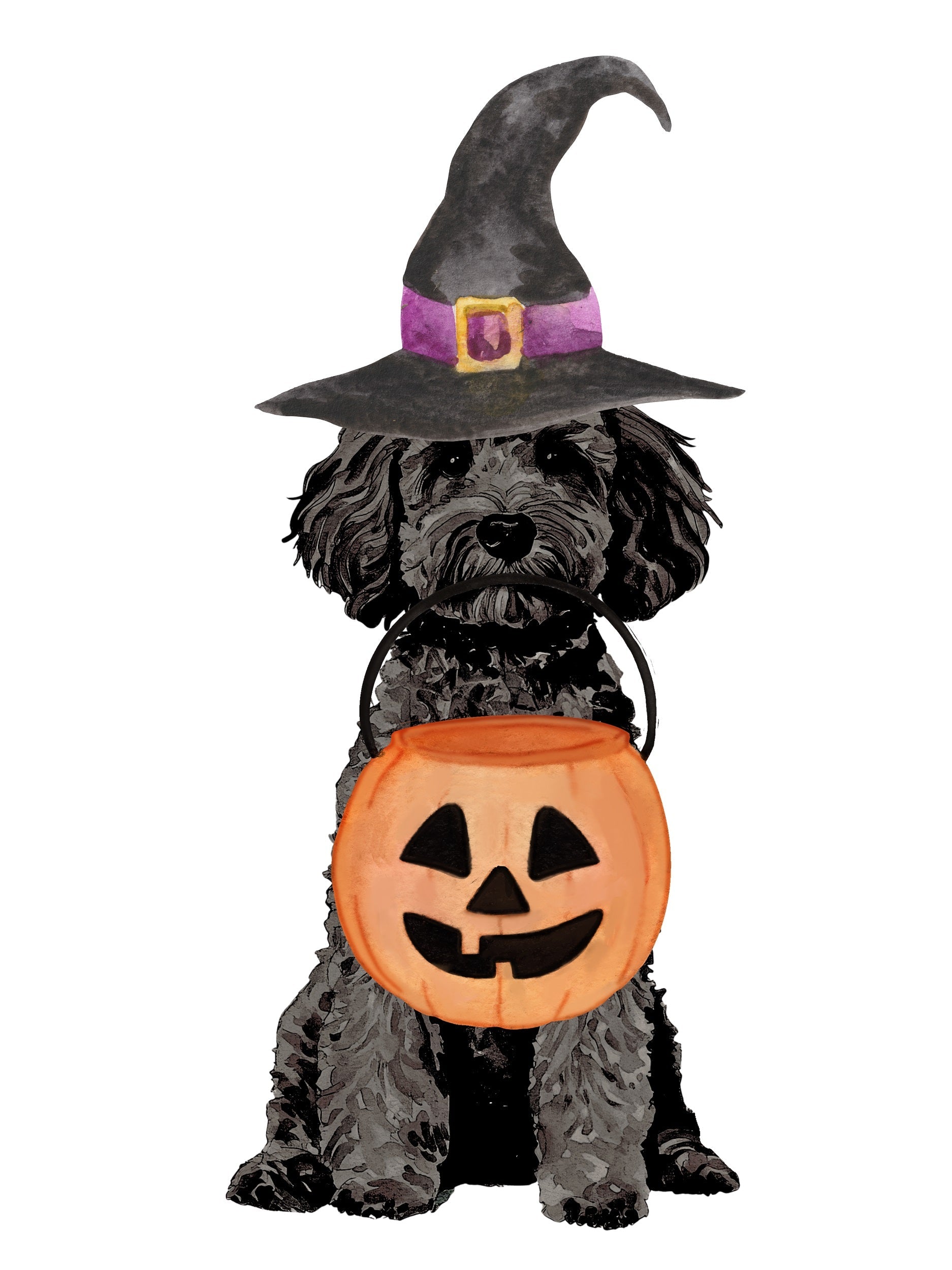 PIPPA BLU DESIGNS BLACK DOODLE WITH PUMPKIN PAIL