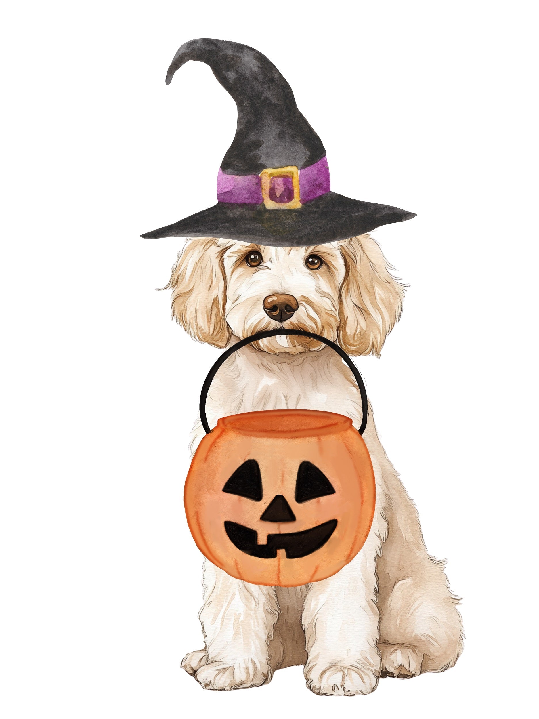 PIPPA BLU DESIGNS WHITE DOODLE WITH PUMPKIN PAIL