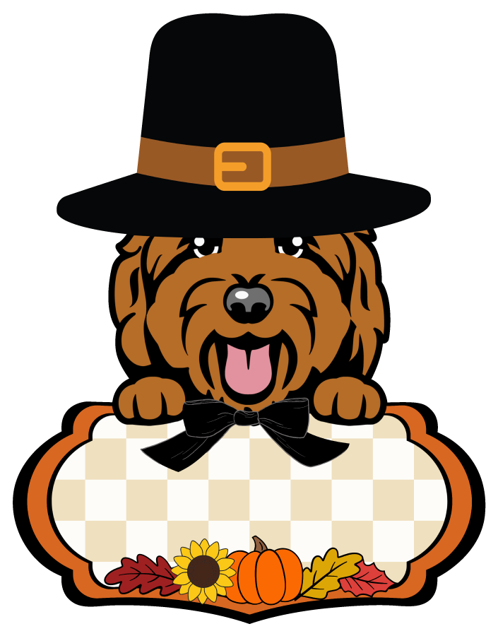 PIPPA BLU DESIGNS BROWN DOODLE WITH THANKSGIVING HAT