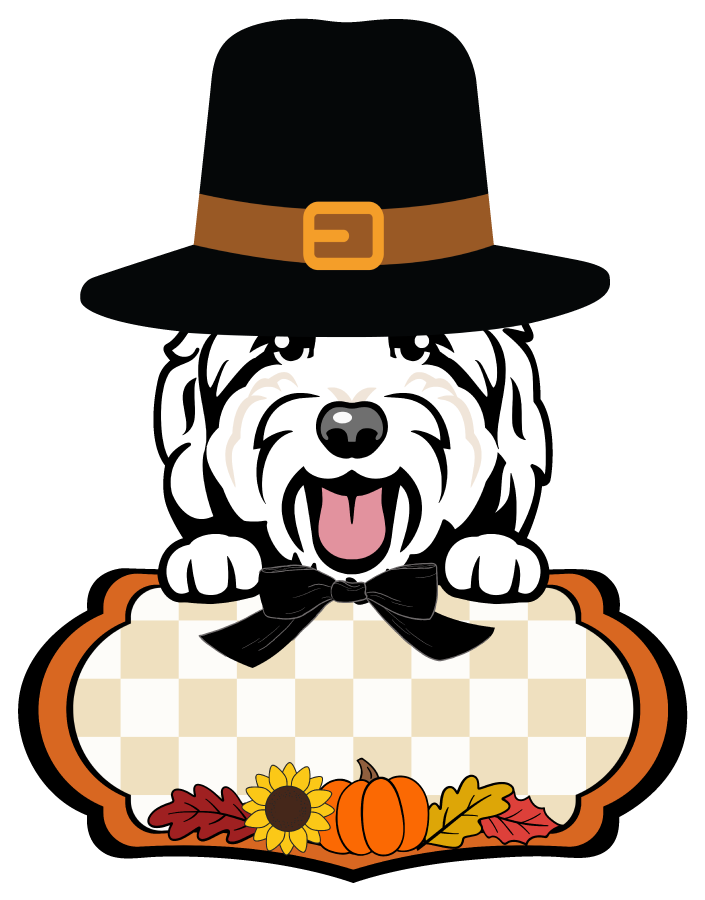 PIPPA BLU DESIGNS WHITE DOODLE WITH THANKSGIVING HAT