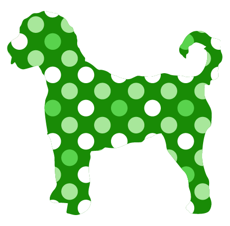 PIPPA BLU DESIGNS GREEN GOLDEN DOODLE WITH POLKA DOTS