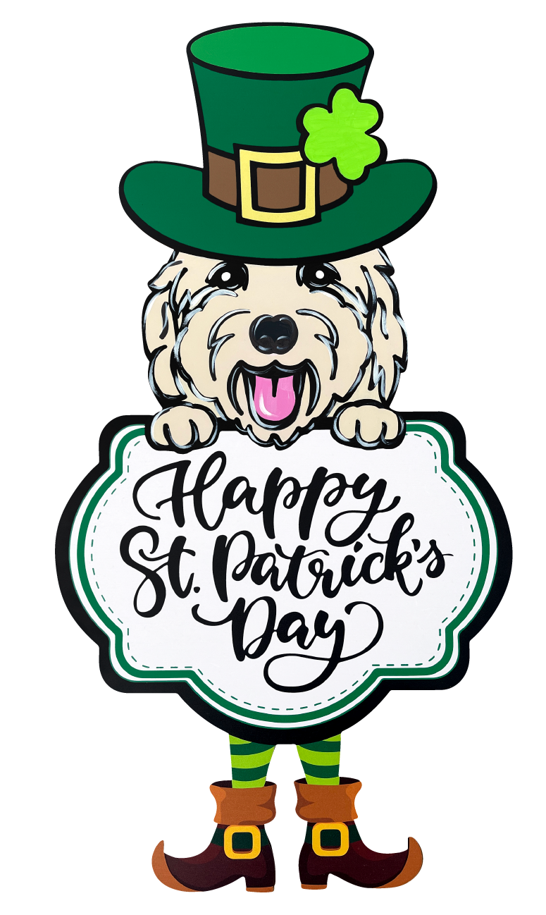 PIPPA BLU DESIGNS CREAM DOODLE PLAQUE WITH GREEN HAT