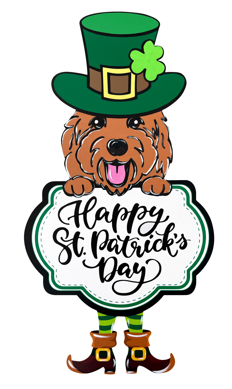 PIPPA BLU DESIGNS BROWN DOODLE PLAQUE WITH GREEN HAT