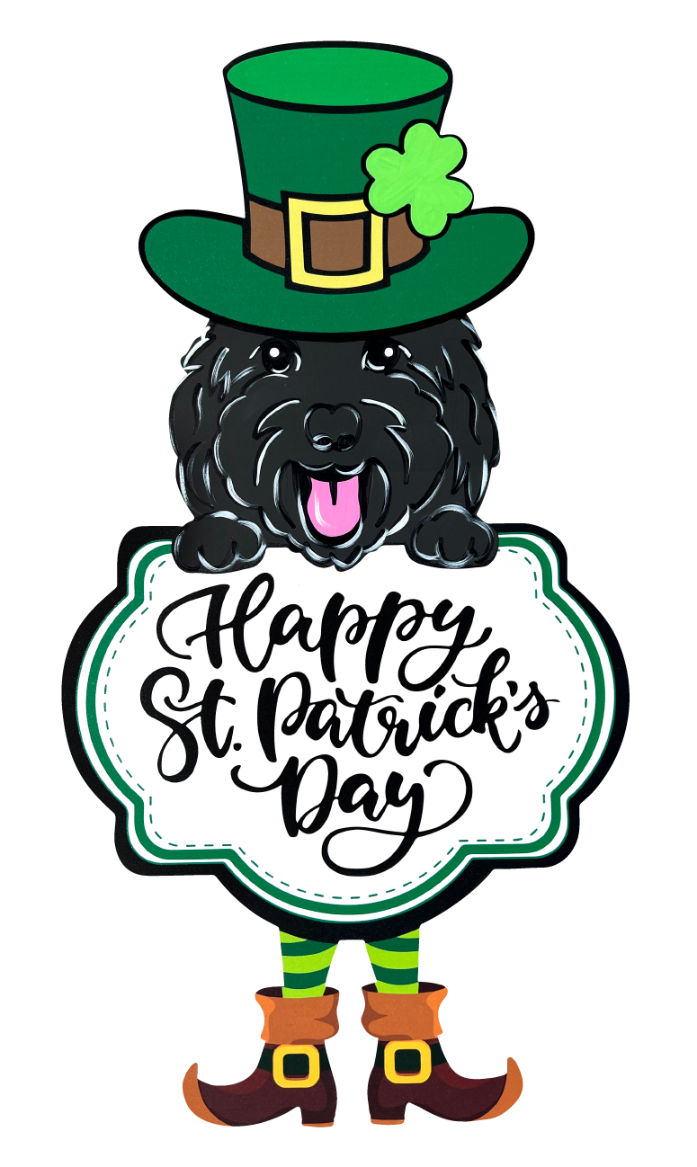 PIPPA BLU DESIGNS BLACK DOODLE PLAQUE WITH GREEN HAT