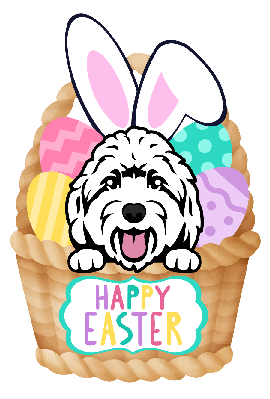 PIPPA BLU DESIGNS HAPPY EASTER WHITE DOODLE