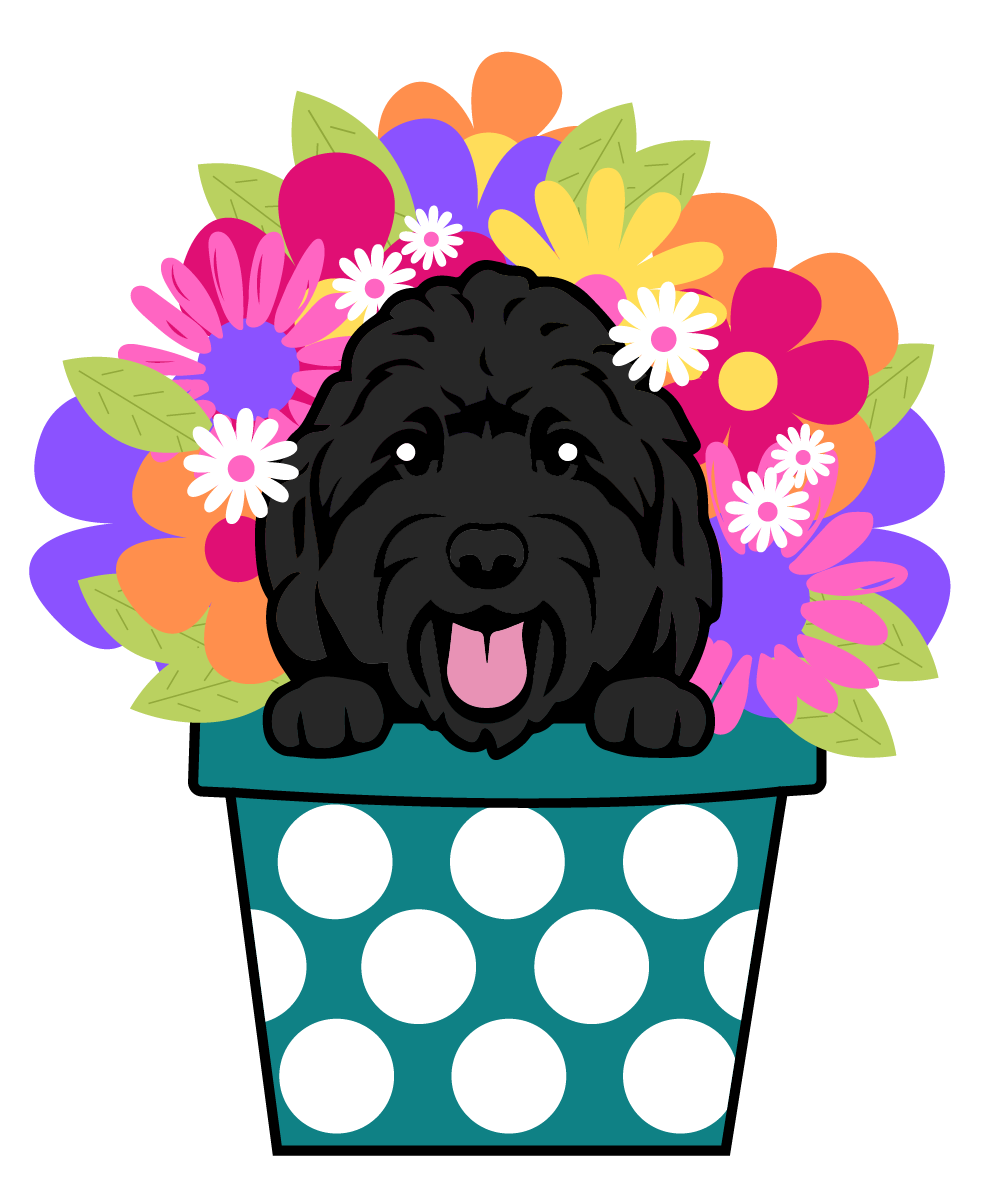 PIPPA BLU DESIGNS BLACK DOODLE IN COLORFUL FLOWER POT