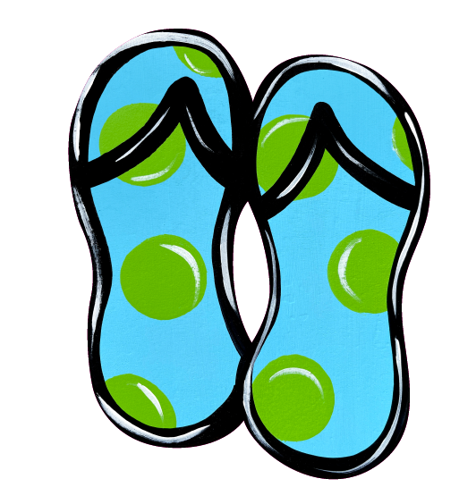PIPPA BLU DESIGNS BLUE FLIP FLOPS WITH GREEN DOTS