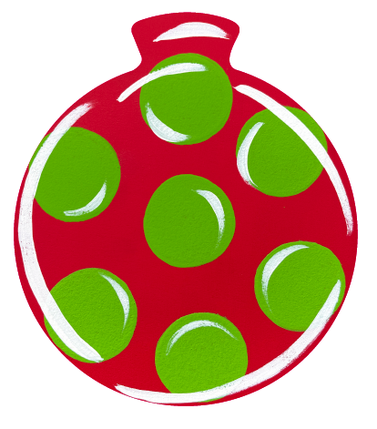PIPPA BLU DESIGNS RED ORNAMENT WITH GREEN DOTS
