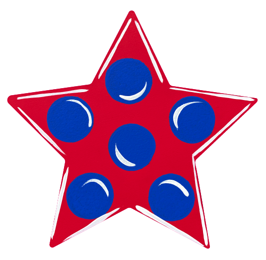 PIPPA BLU DESIGNS RED STAR WITH BLUE DOTS