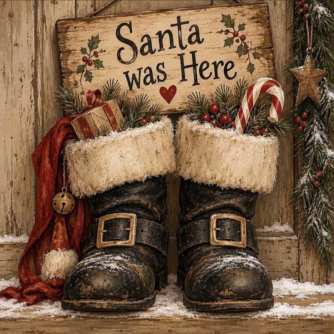 Print Ready Santa's Boots  Door Hanger –  Full Color MDF Front Door Decor