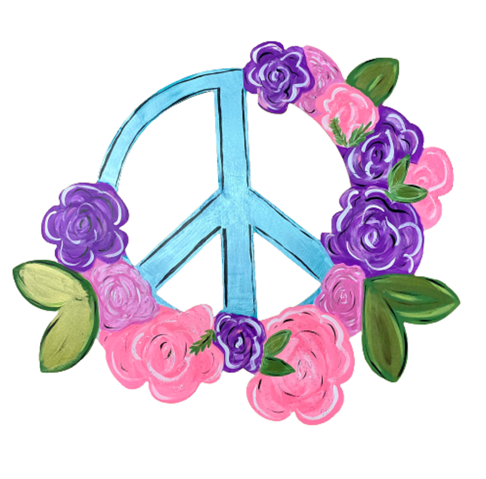 Basic Shape Peace Sign MDF Cutout Floral Wreath - Unfinished For DIY