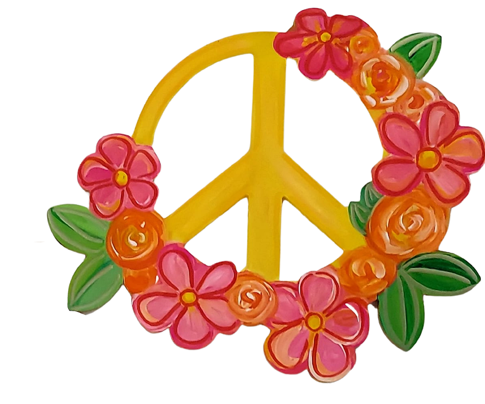 Basic Shape Peace Sign MDF Cutout Floral Wreath - Unfinished For DIY