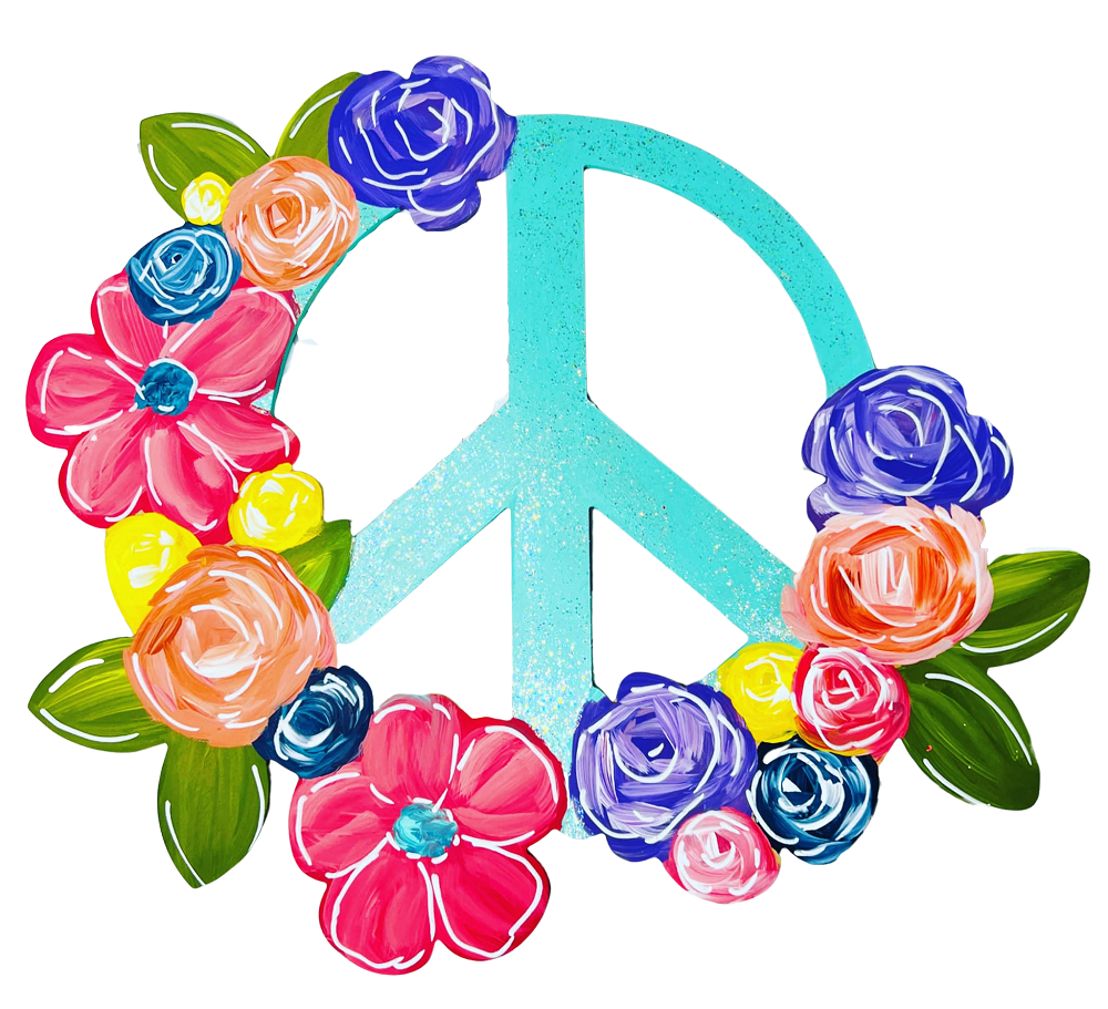 Basic Shape Peace Sign MDF Cutout Floral Wreath - Unfinished For DIY