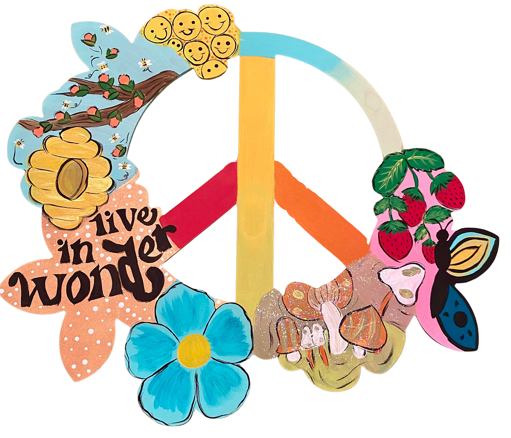 Basic Shape Peace Sign MDF Cutout Floral Wreath - Unfinished For DIY