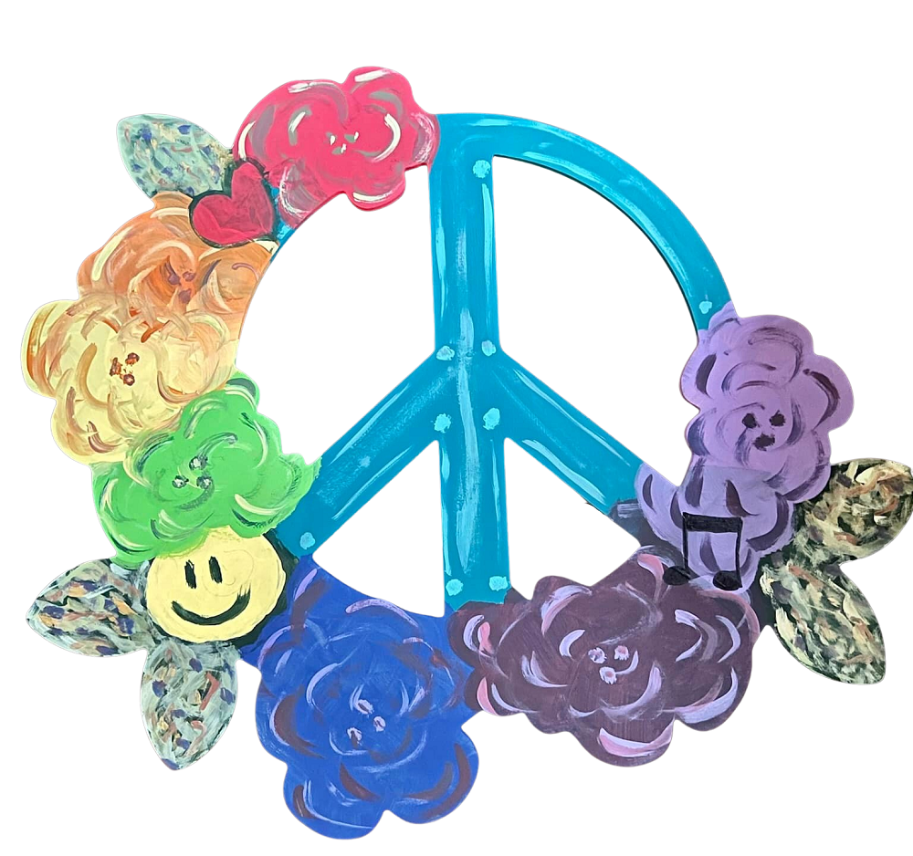 Basic Shape Peace Sign MDF Cutout Floral Wreath - Unfinished For DIY