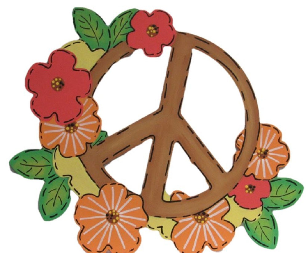Basic Shape Peace Sign MDF Cutout Floral Wreath - Unfinished For DIY