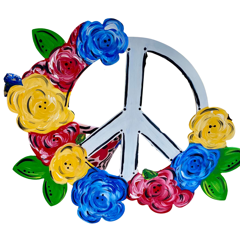 Basic Shape Peace Sign MDF Cutout Floral Wreath - Unfinished For DIY