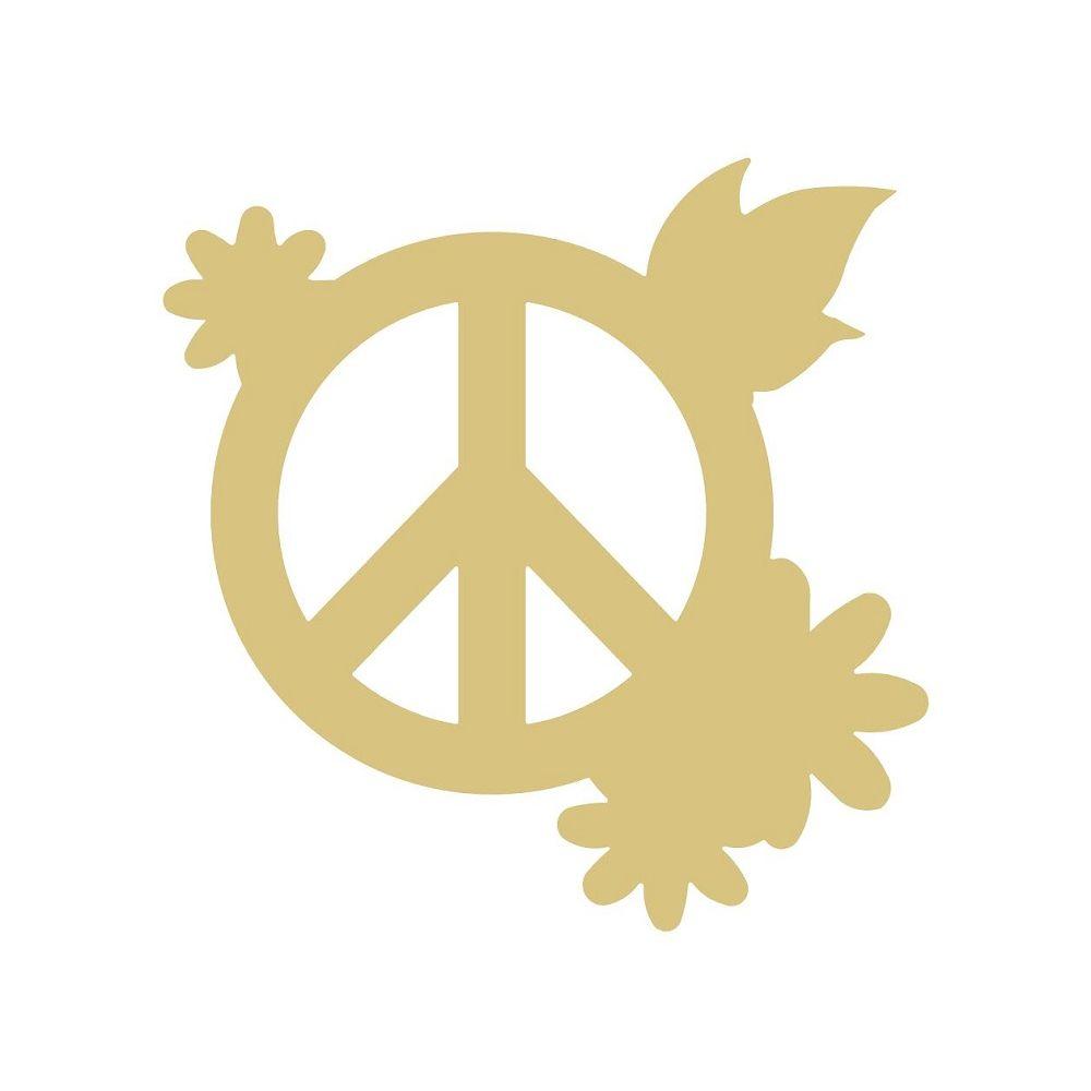 Basic Shape Peace Sign MDF Cutout Floral Overlay - Unfinished For DIY