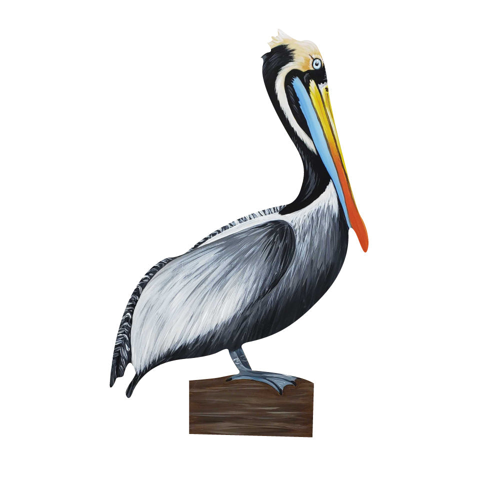 Basic Shape Pelican MDF Cutout Silhouette On Base - Unfinished For DIY