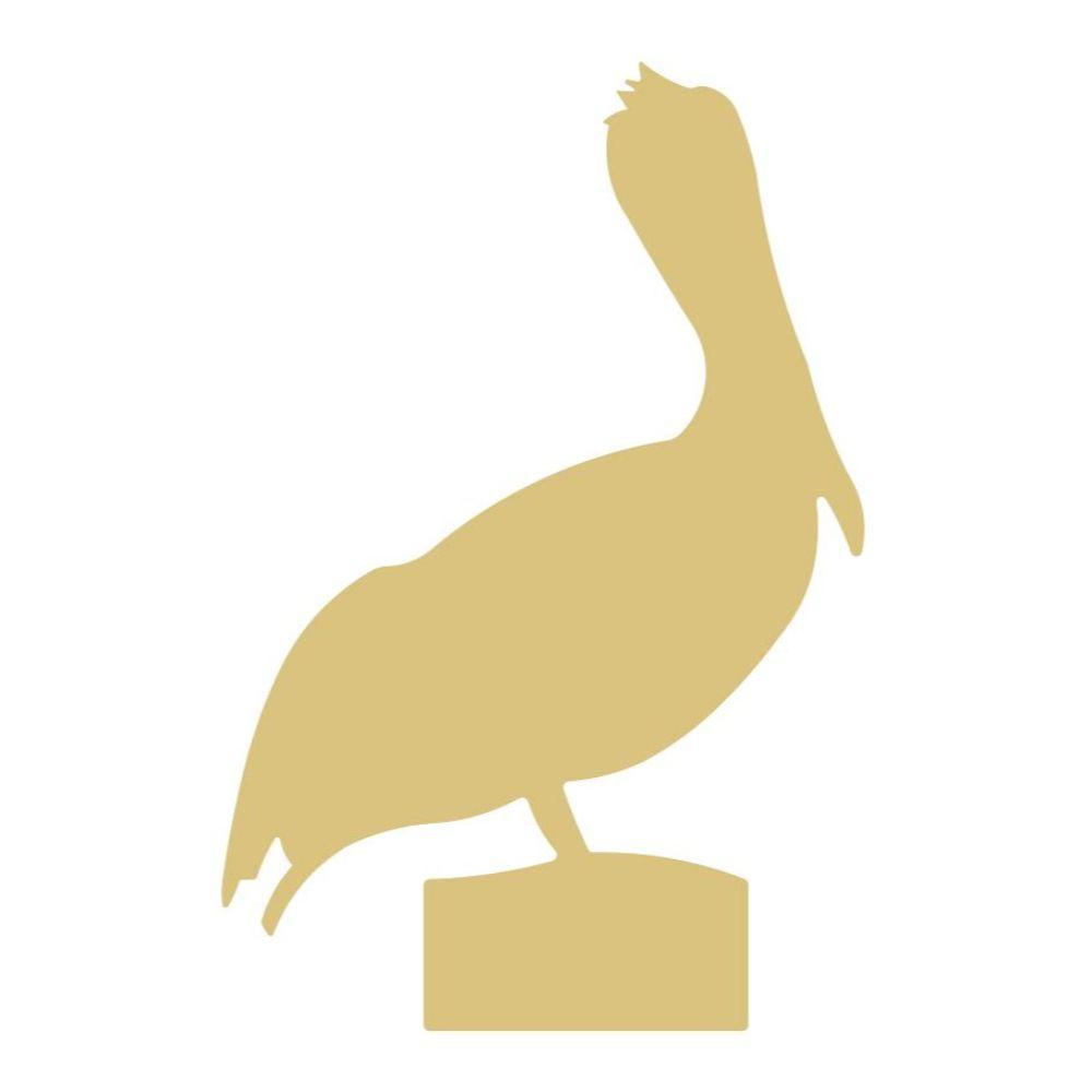 Basic Shape Pelican MDF Cutout Silhouette On Base - Unfinished For DIY