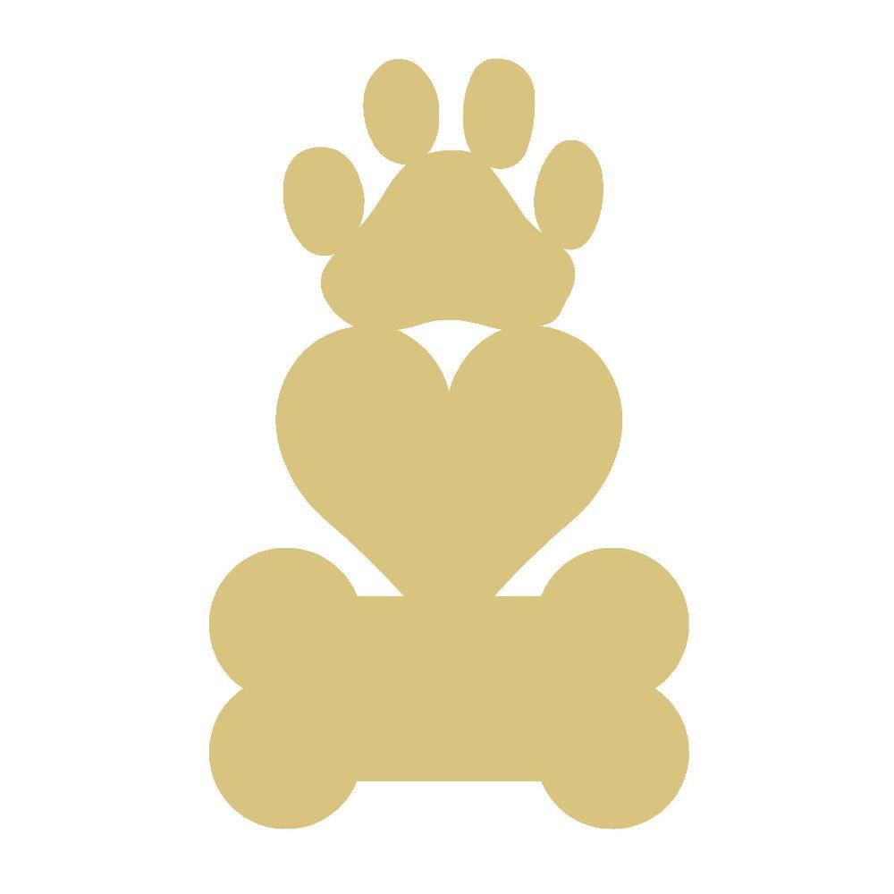 Basic Shape Paw Print MDF Cutout Heart Center Silhouette - Unfinished For DIY