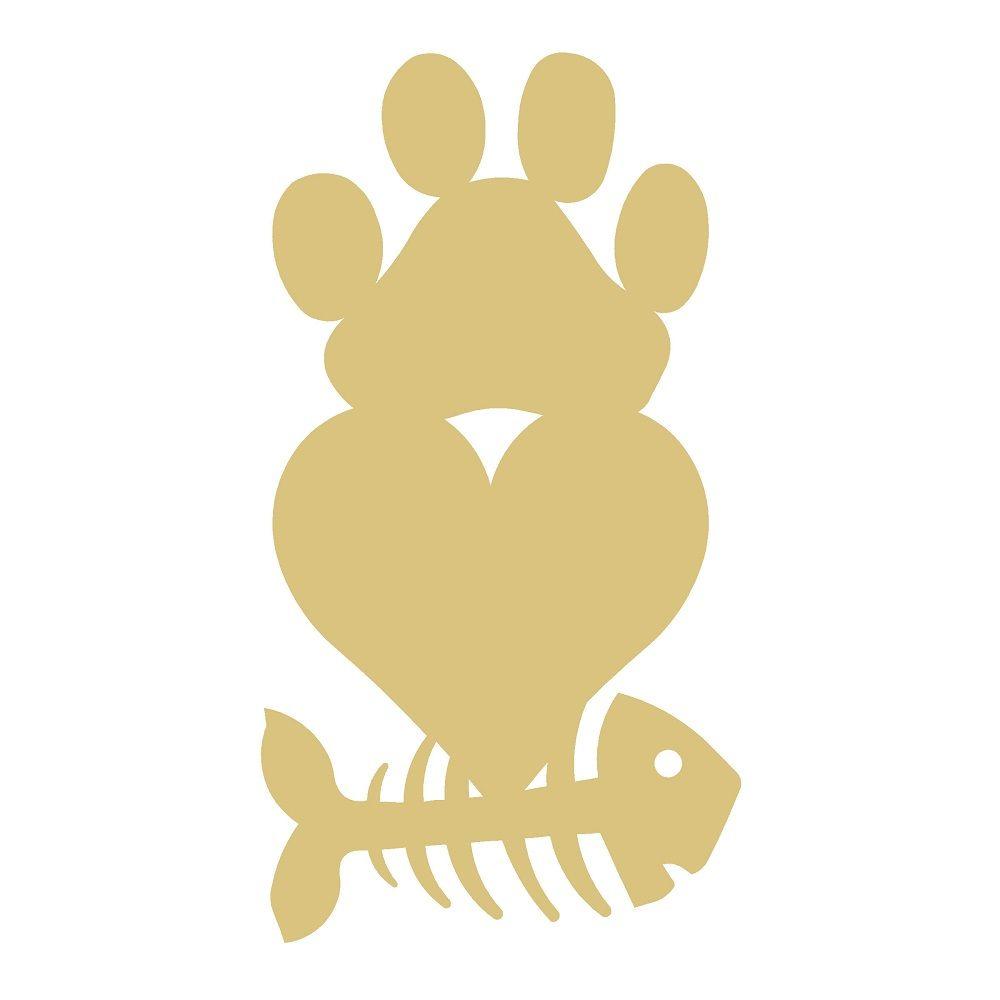 Basic Shape Fish Skeleton MDF Cutout Heart-Shaped Body - Unfinished For DIY