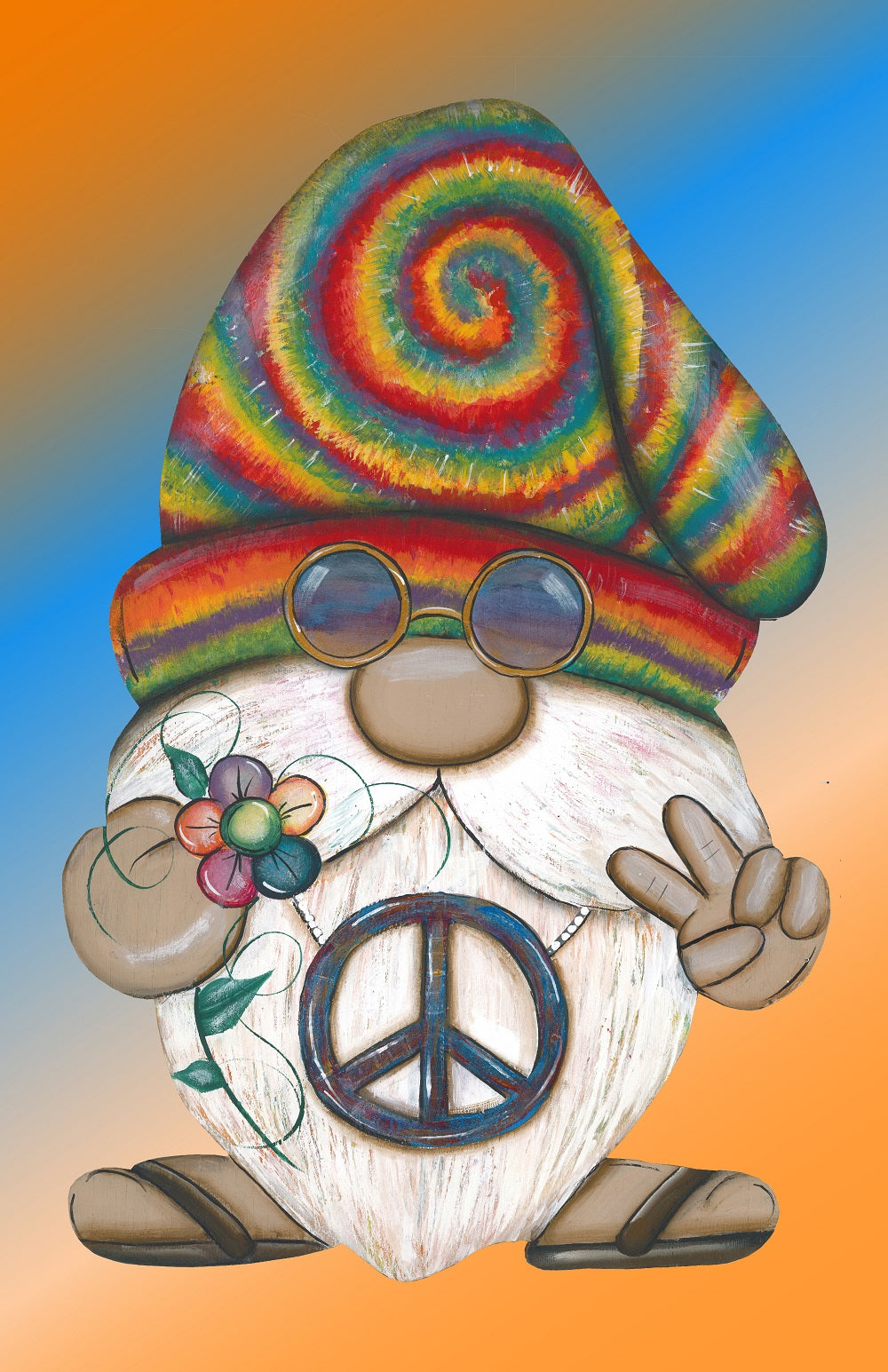 Hippy Gnome Tye Dye MDF Print Style 7