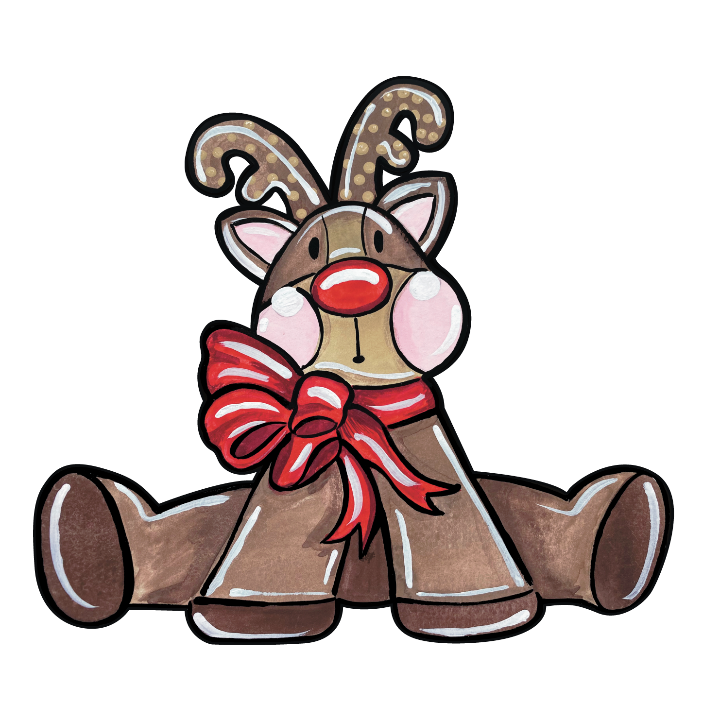 PINK FISH STUDIO SITTING REINDEER