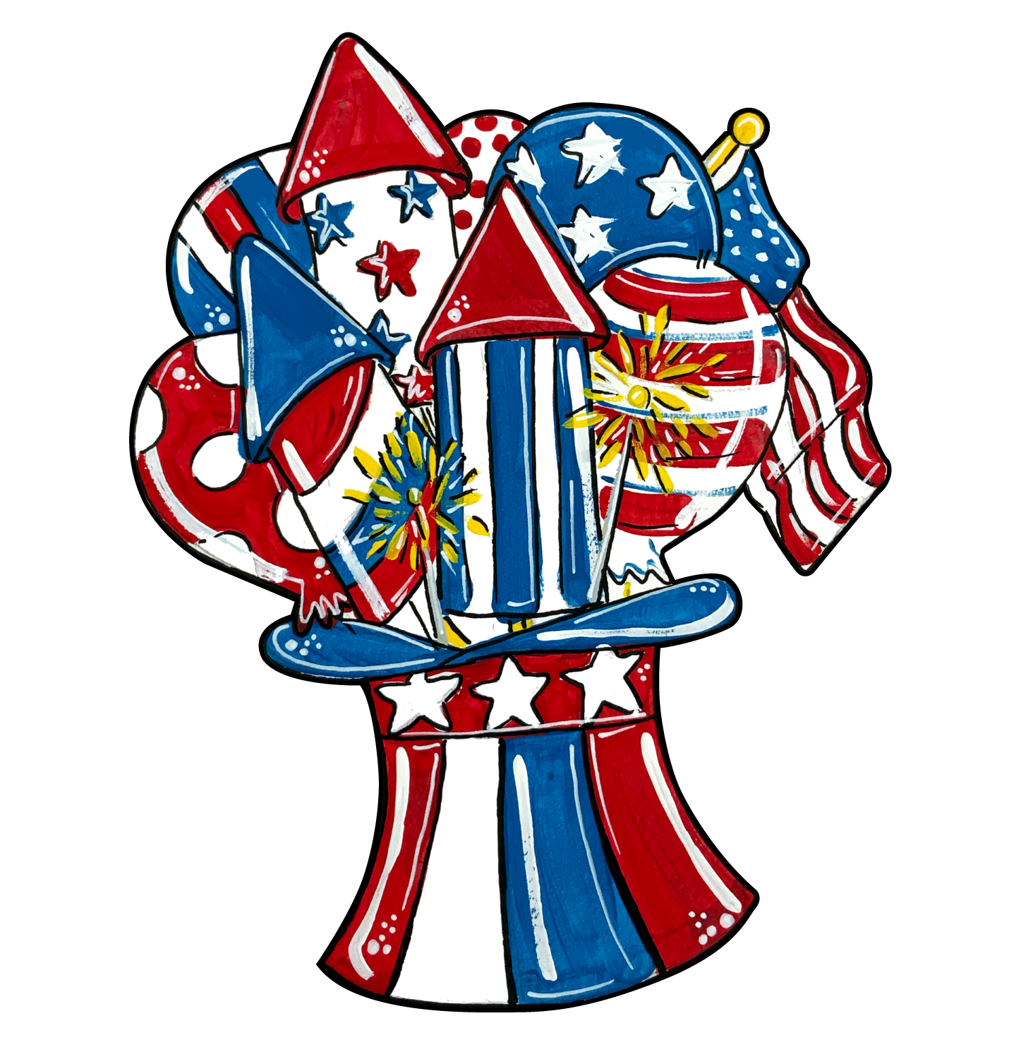 PINK FISH STUDIO RED WHITE AND BLUE FIREWORKS