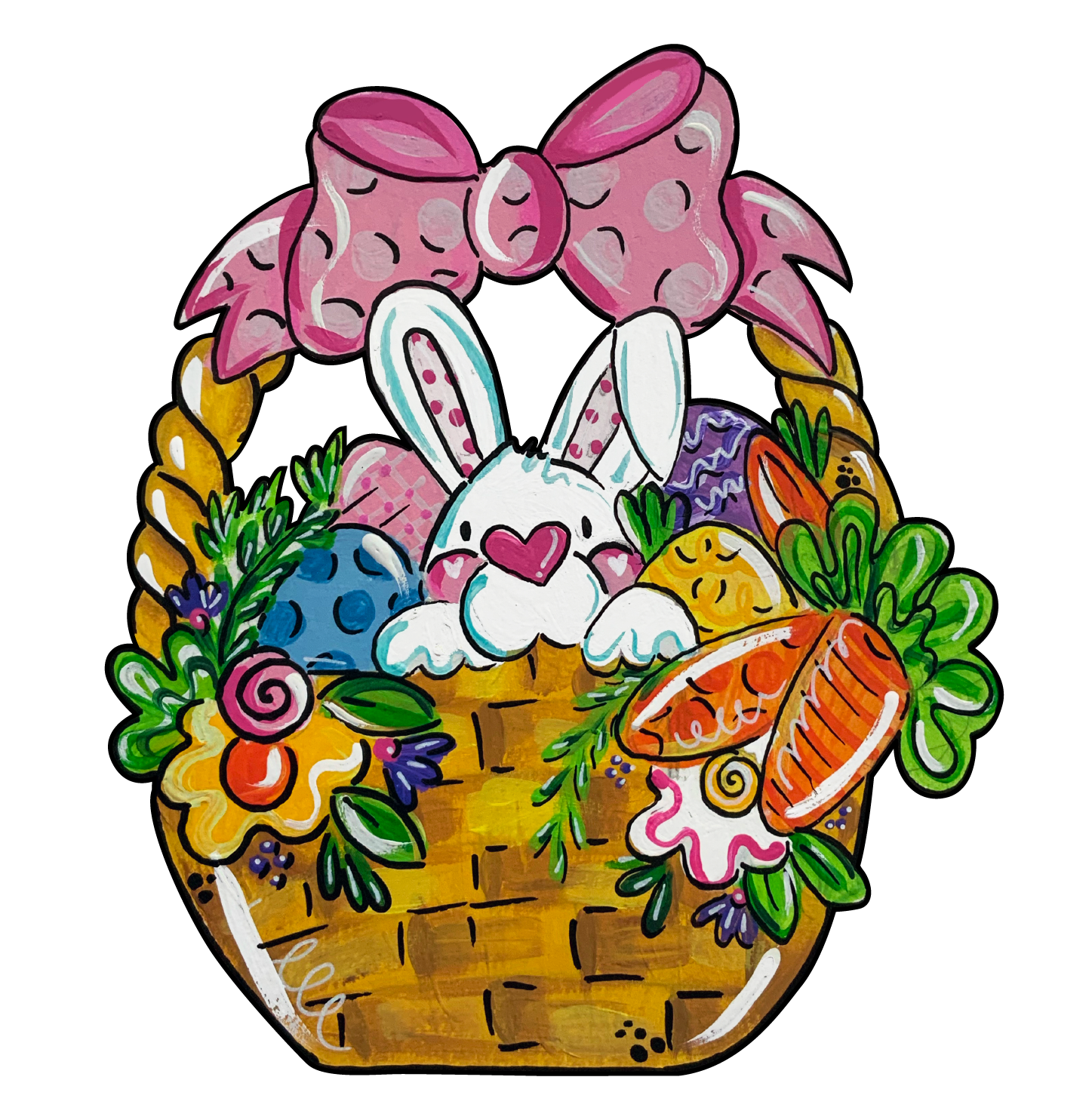 PINK FISH STUDIO EASTER BASKET WITH BUNNY