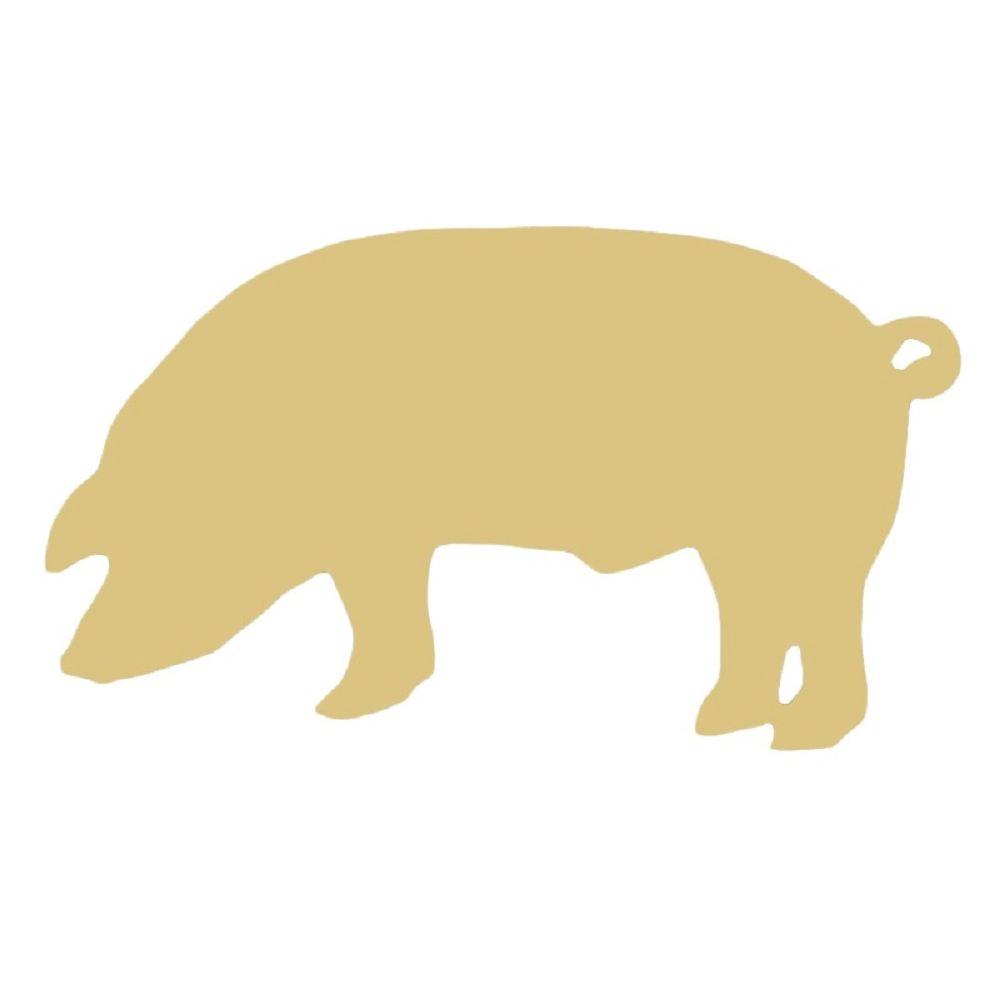 Basic Shape Pig MDF Cutout Pig Silhouette Style 2 - Unfinished For DIY
