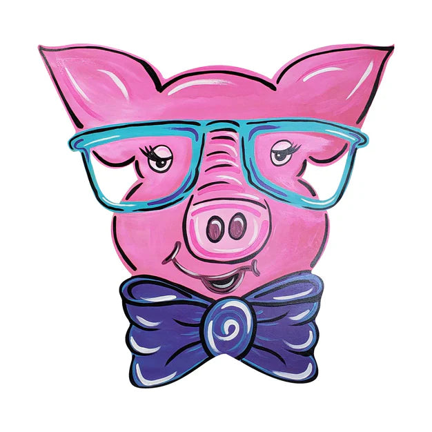 Design By Line Pig Head MDF Cutout Glasses And Bow Tie - Unfinished For DIY