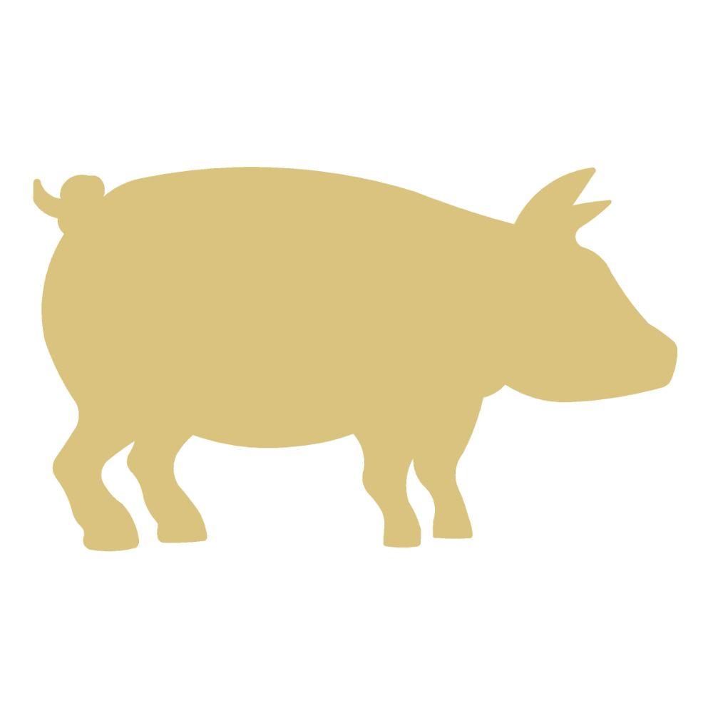 Basic Shape Pig MDF Cutout Pig Silhouette Style 5 - Unfinished For DIY