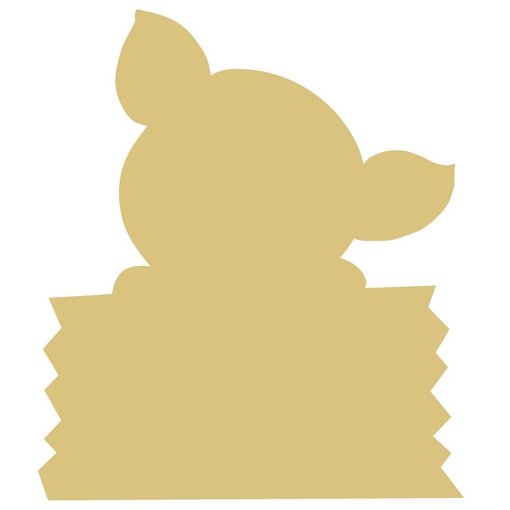 Basic Shape Pig MDF Cutout Silhouette On Layered Base - Unfinished For DIY