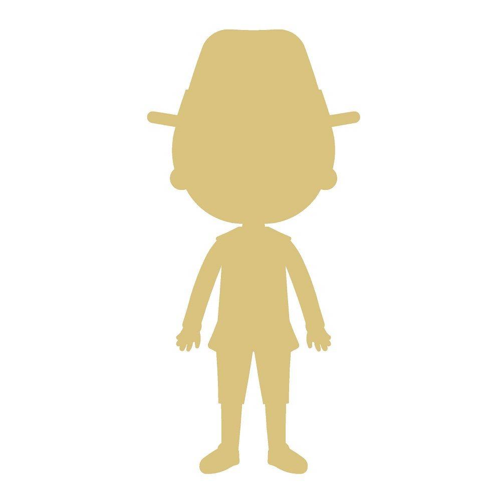 Basic Shape Pilgrim Boy MDF Cutout Thanksgiving Silhouette - Unfinished For DIY