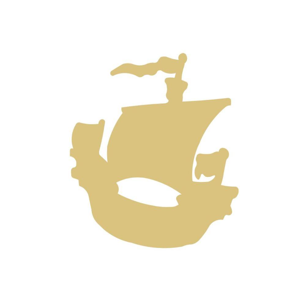 Basic Shape Pirate Ship MDF Cutout Silhouette Style 1 - Unfinished For DIY