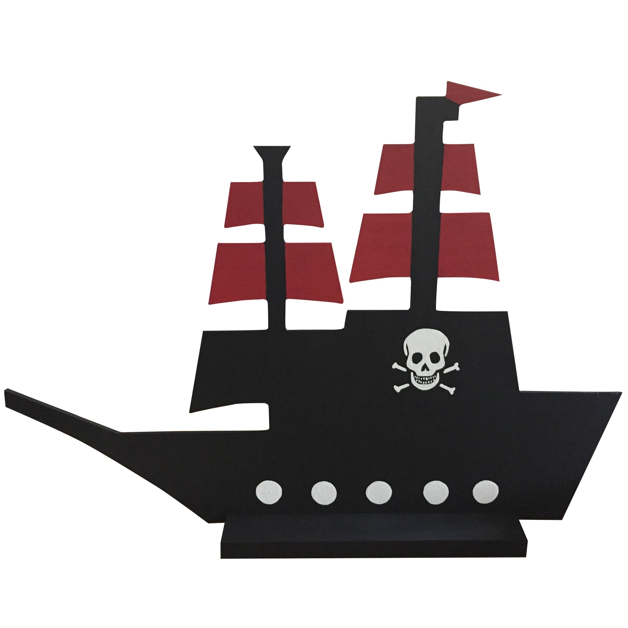 Basic Shape Pirate Ship MDF Cutout Silhouette Style 2 - Unfinished For DIY