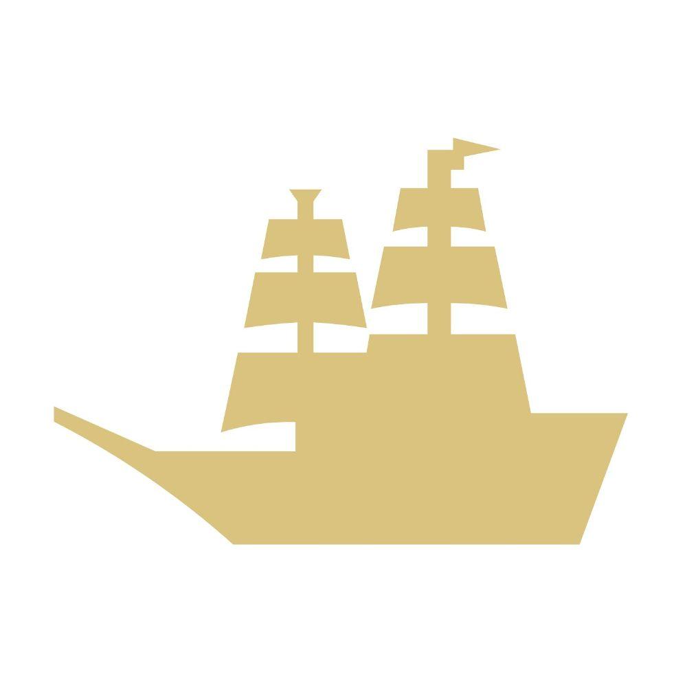 Basic Shape Pirate Ship MDF Cutout Silhouette Style 2 - Unfinished For DIY