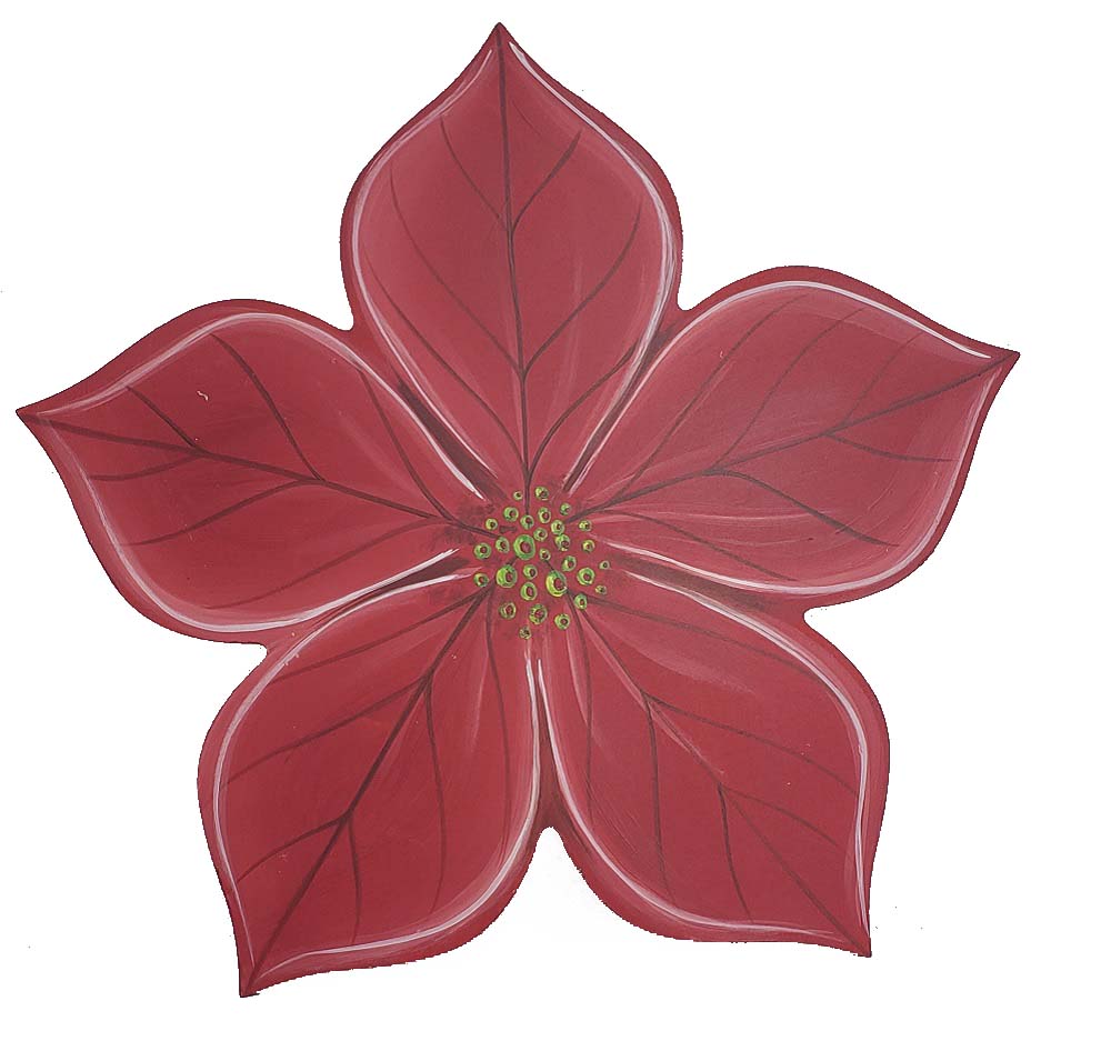 Basic Shape Poinsettia MDF Cutout Holiday Floral Silhouette - Unfinished For DIY