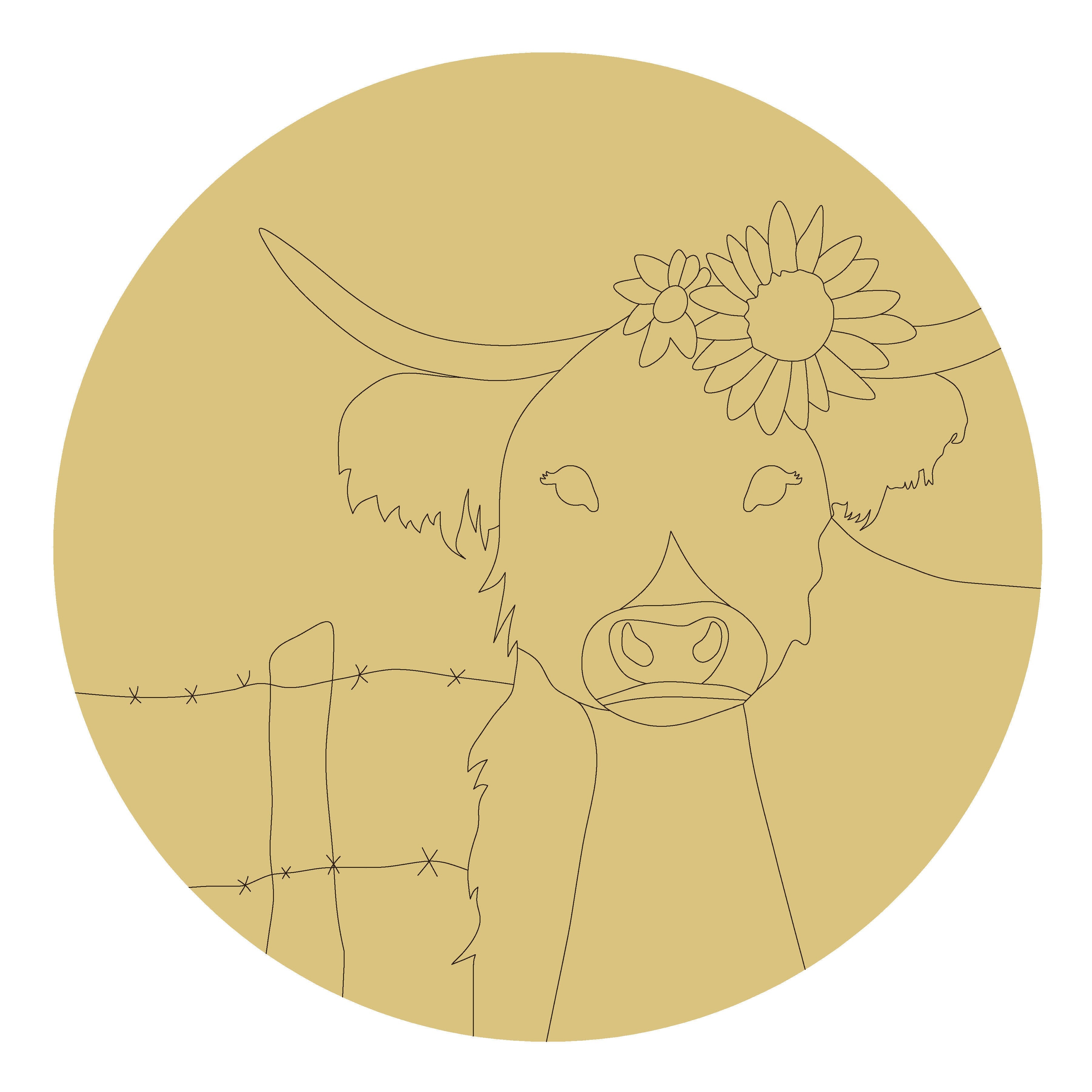 PPHQ -DL-Cow Unfinished Wood Cutout Style 16 Art 1