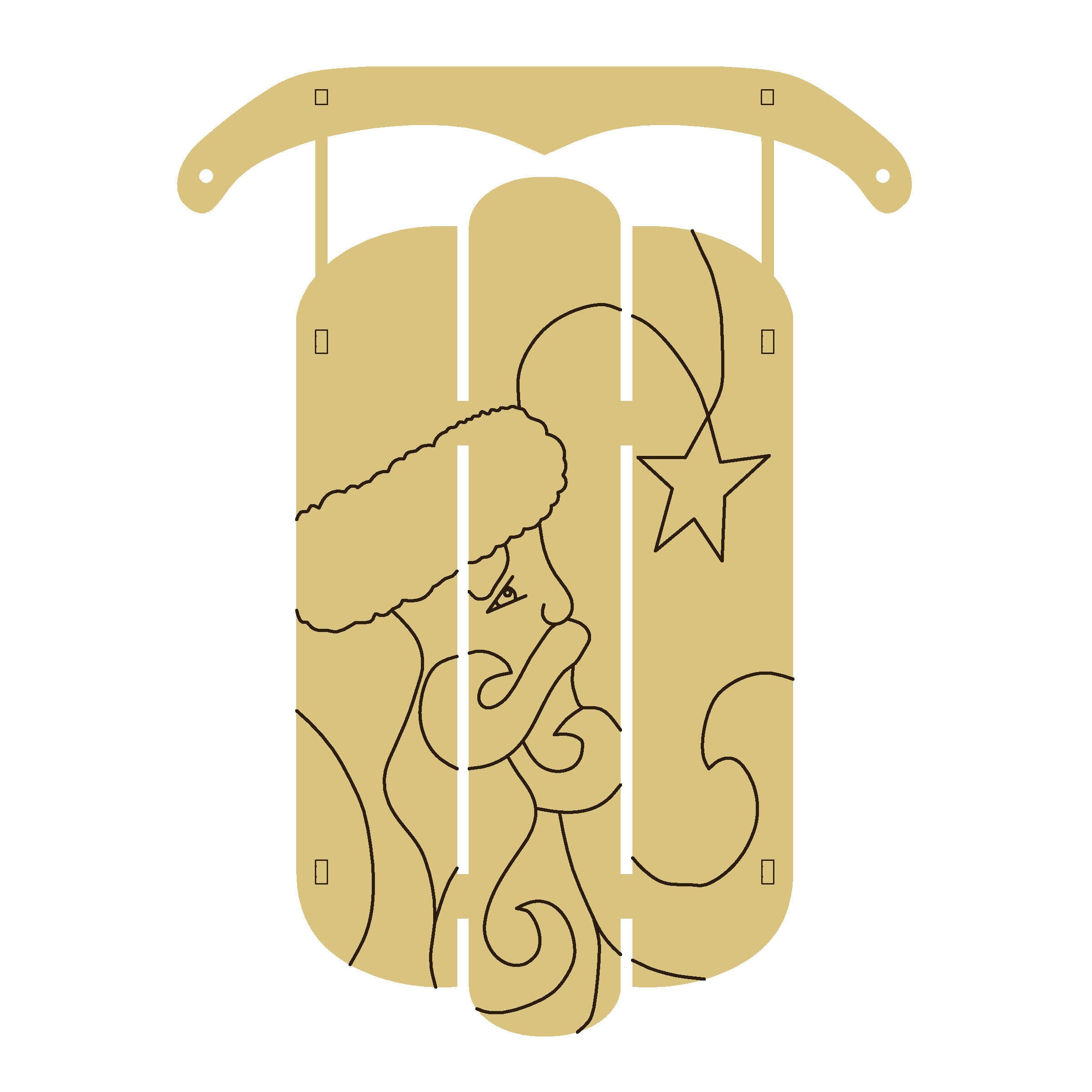 PPHQ Dimensional Sled Santa Unfinished Wood Cutout Style 2
