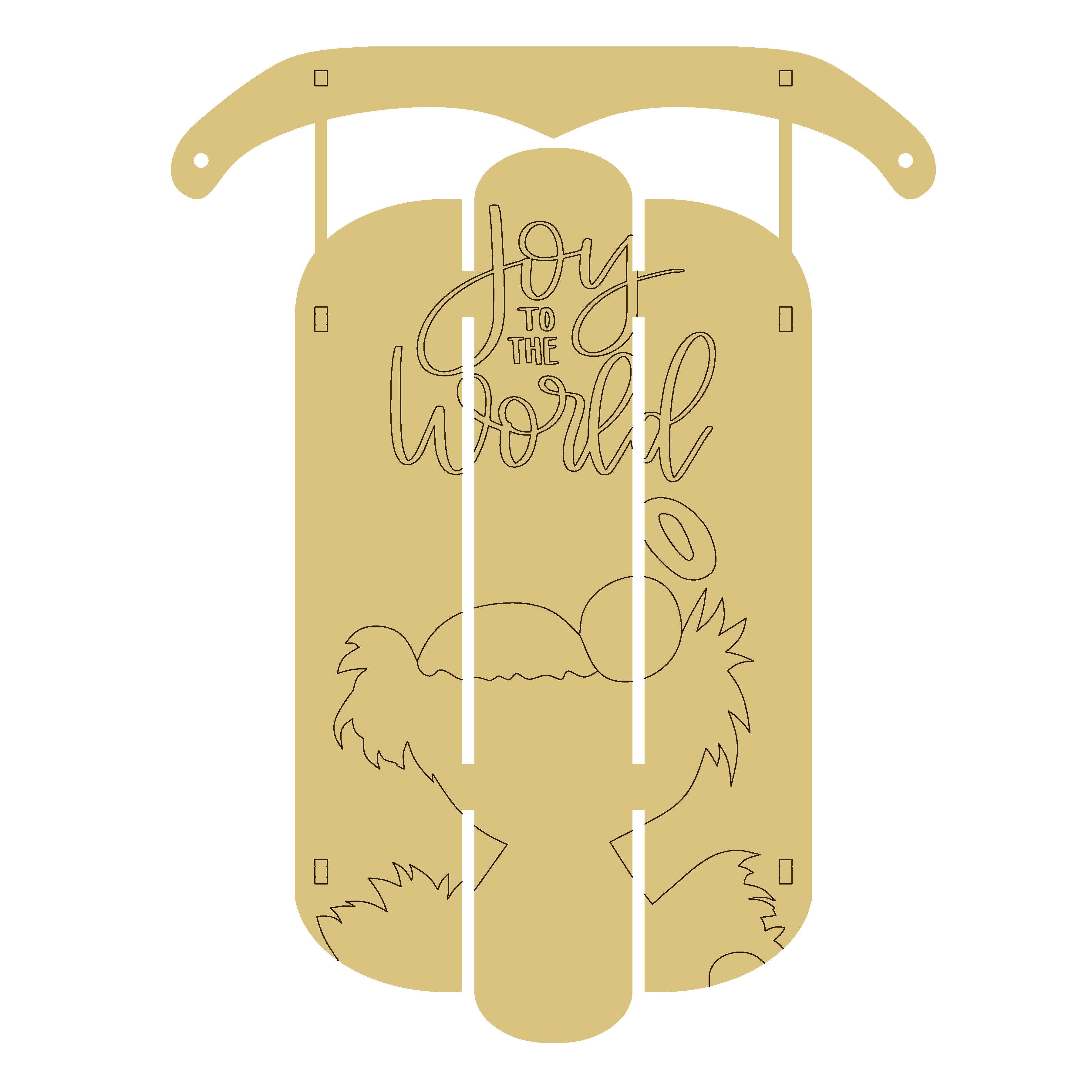 PPHQ Dimensional Sled Joy To The World Unfinished Wood Cutout Style 2