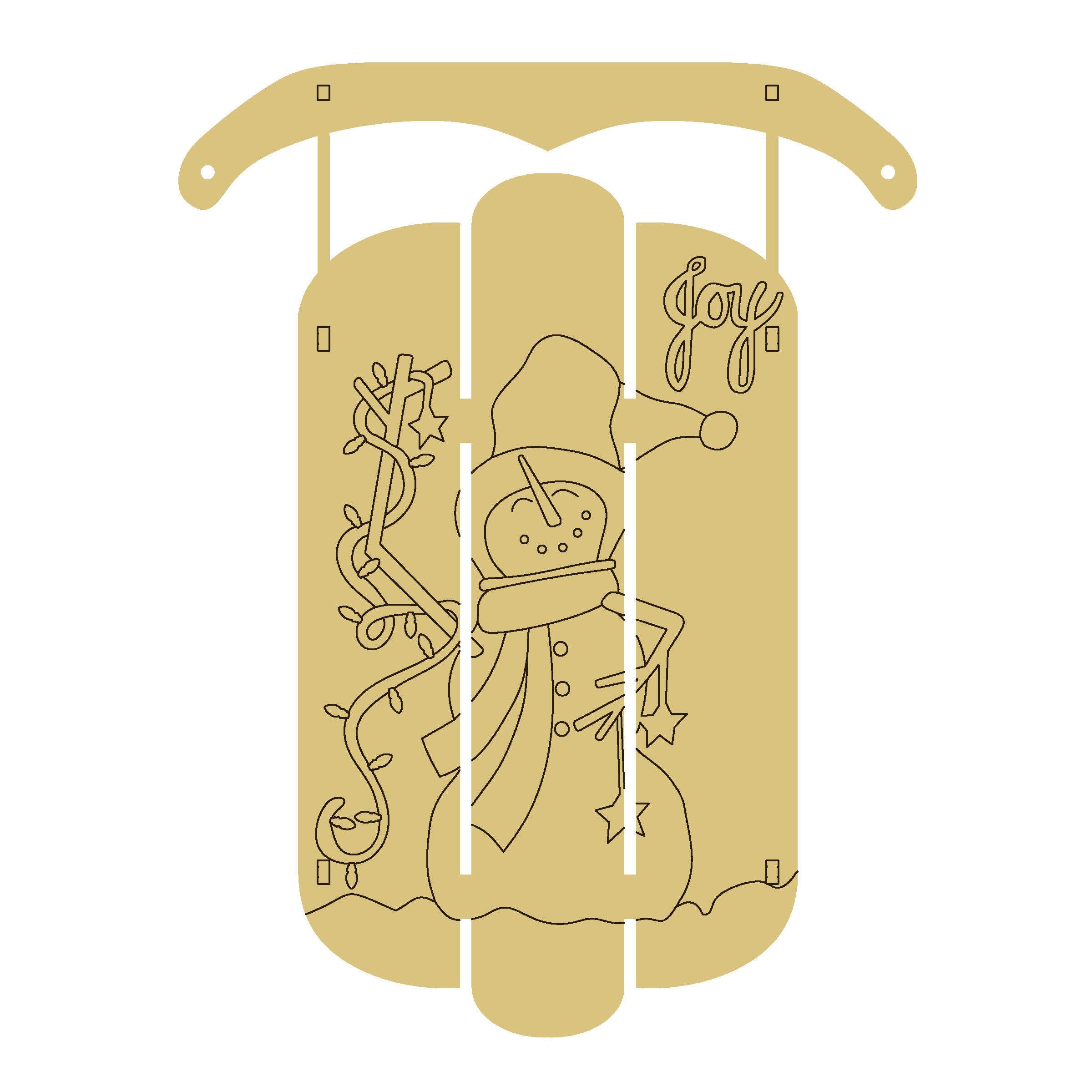 PPHQ Dimensional Sled Joy Unfinished Wood Cutout Style 2