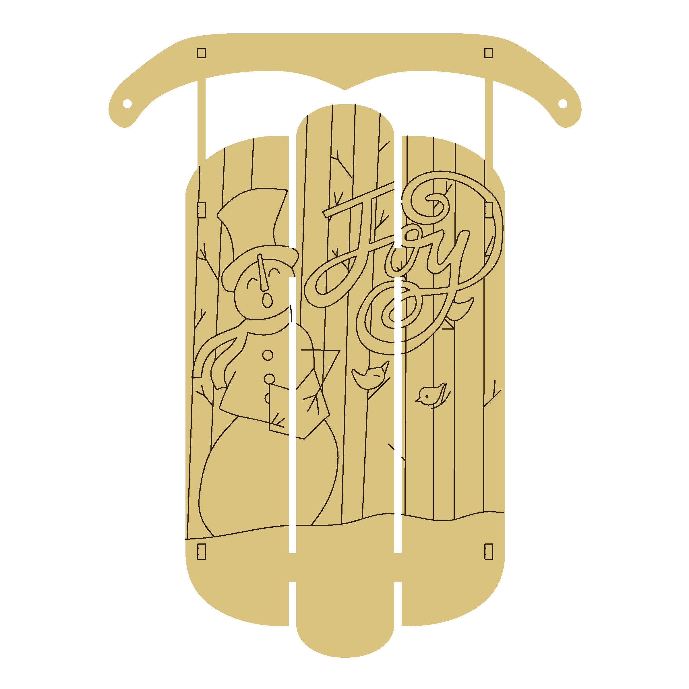 PPHQ Dimensional Sled Joy Snowman Unfinished Wood Cutout Style 2