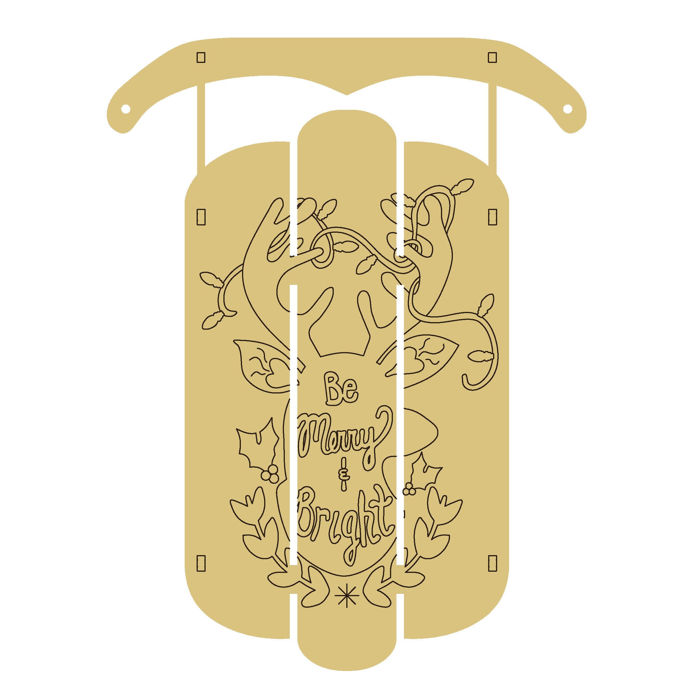 PPHQ Dimensional Sled Deer Unfinished Wood Cutout Style 2