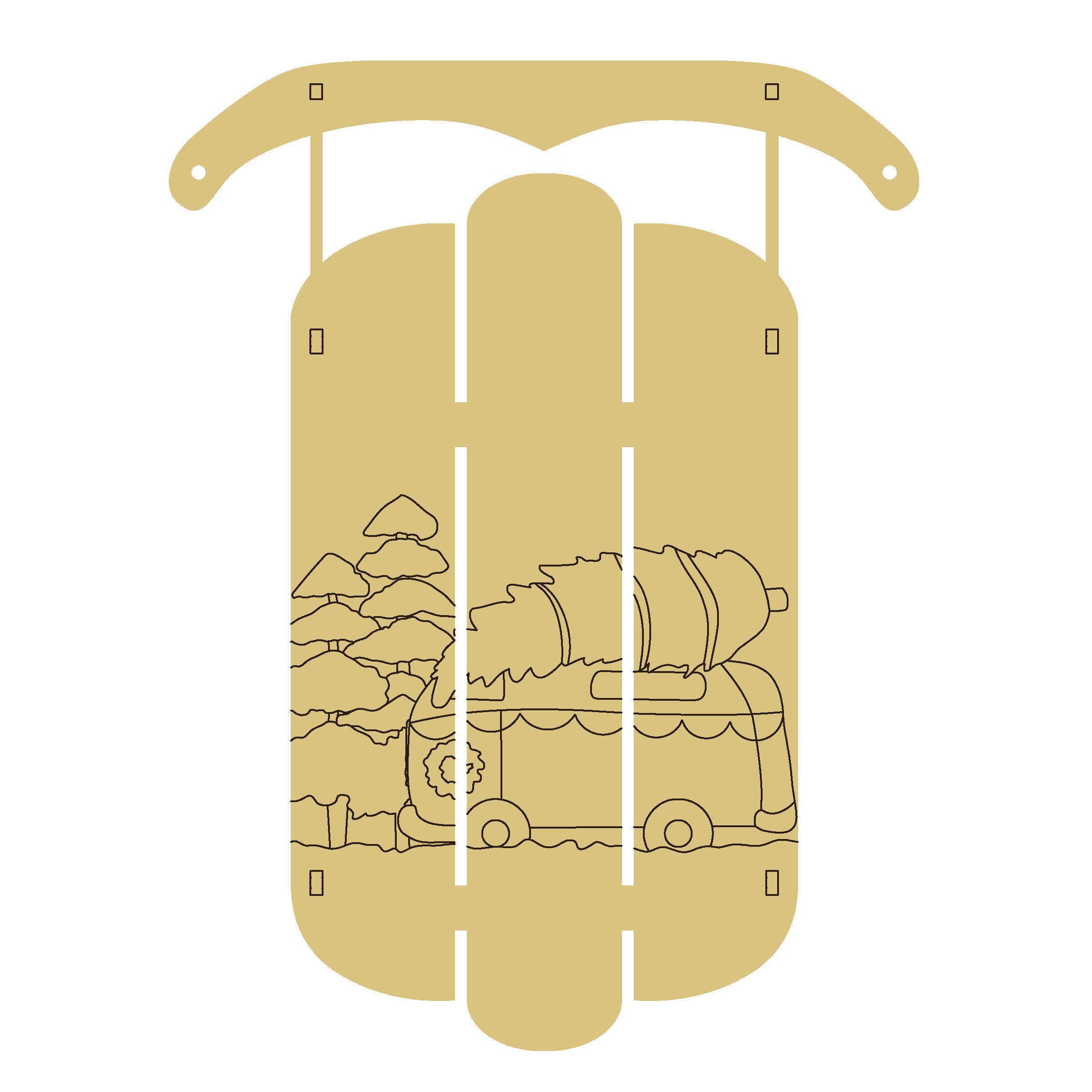 PPHQ Dimensional Sled Bus Unfinished Wood Cutout Style 2